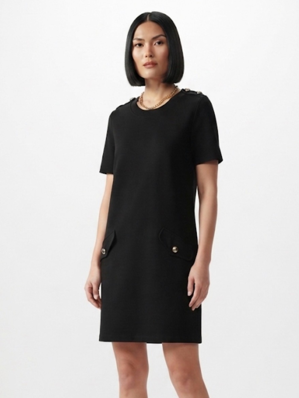 Burberry Black Short Sleeve Midi Shift Dress